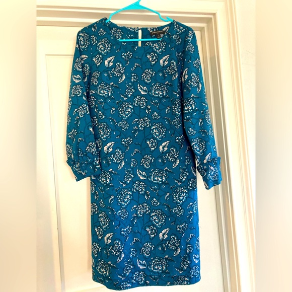 Banana Republic Teal Floral Print Dress - Picture 1 of 4